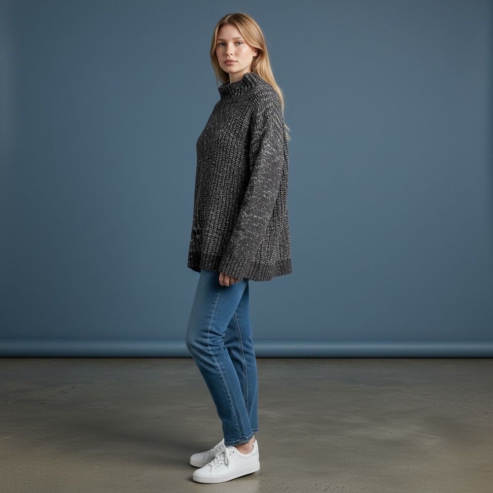 Jones New York Charcoal Cowl Neck Sweater